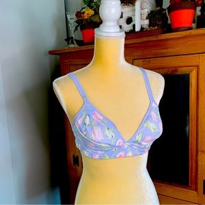Liz Claiborne Size 36C Blue floral Comfy soft poly spandex bra